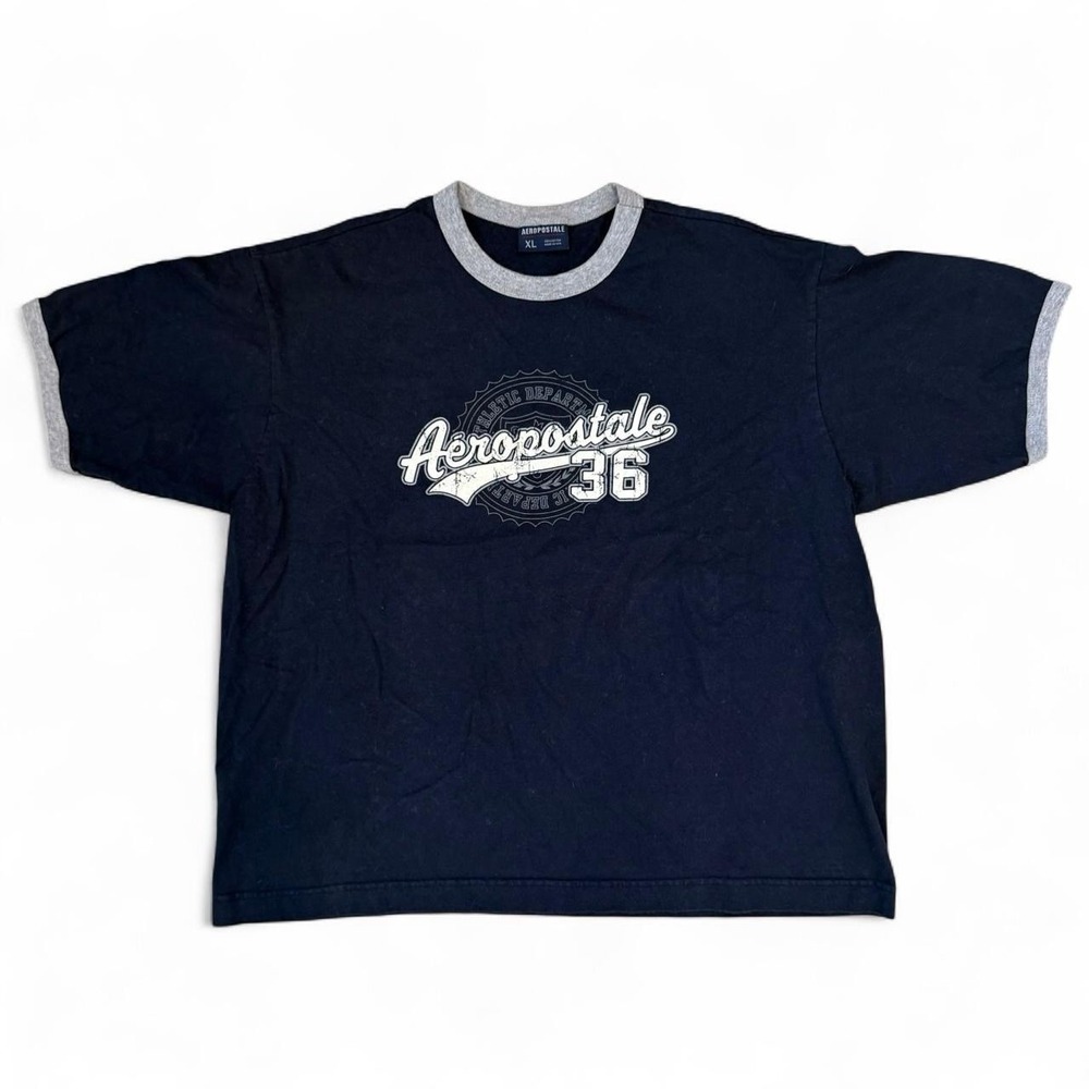 Vintage Aeropostale Ringer Tee Mens Size XL Made In USA Boxy Skater Surf 90s Y2K